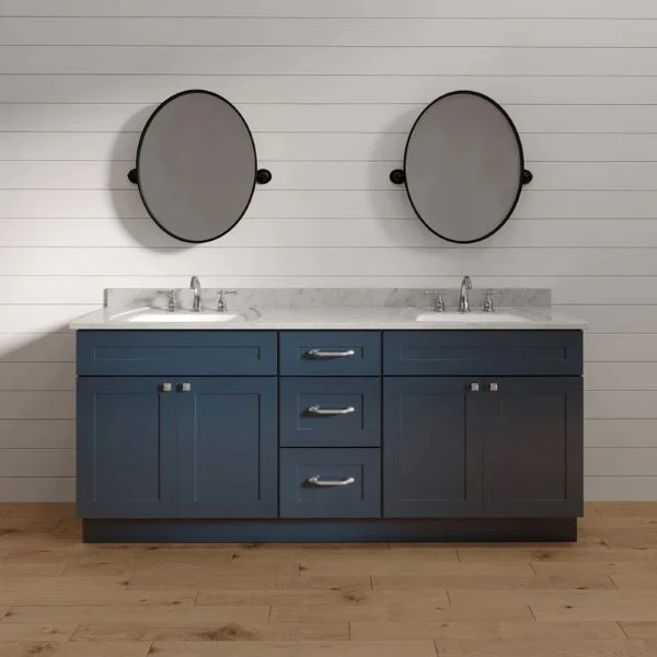Lacivert çalkalayıcı banyo vanitesi